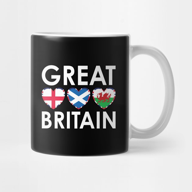 Great Britain England Scotland Wales Flags Hearts by DPattonPD